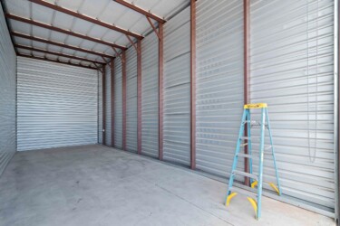 inside a large drive-up storage unit at Max Storage in Hurricane, UT